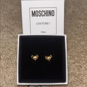 Moschino Gold Couture Bear Earrings